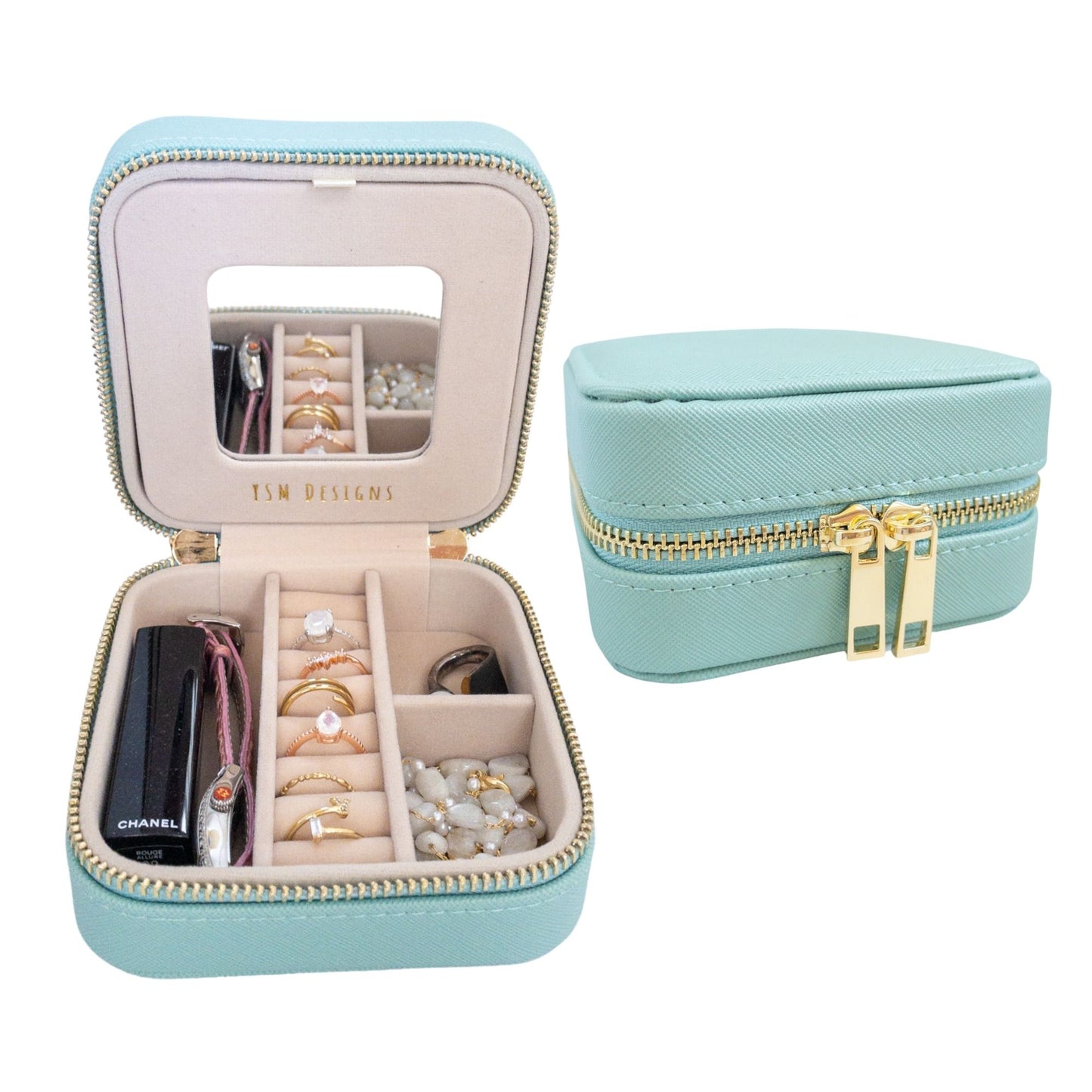 Vegan Leather Jewelry Organizer - Seafoam Green
