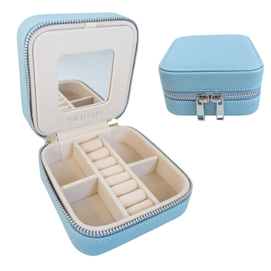 Vegan Leather Jewelry Organizer - Chambray Blue