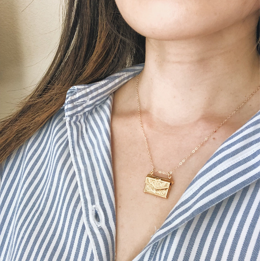 Gold Envelope Locket Necklace