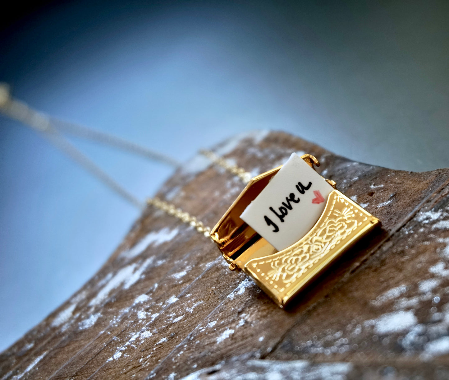 Gold Envelope Locket Necklace