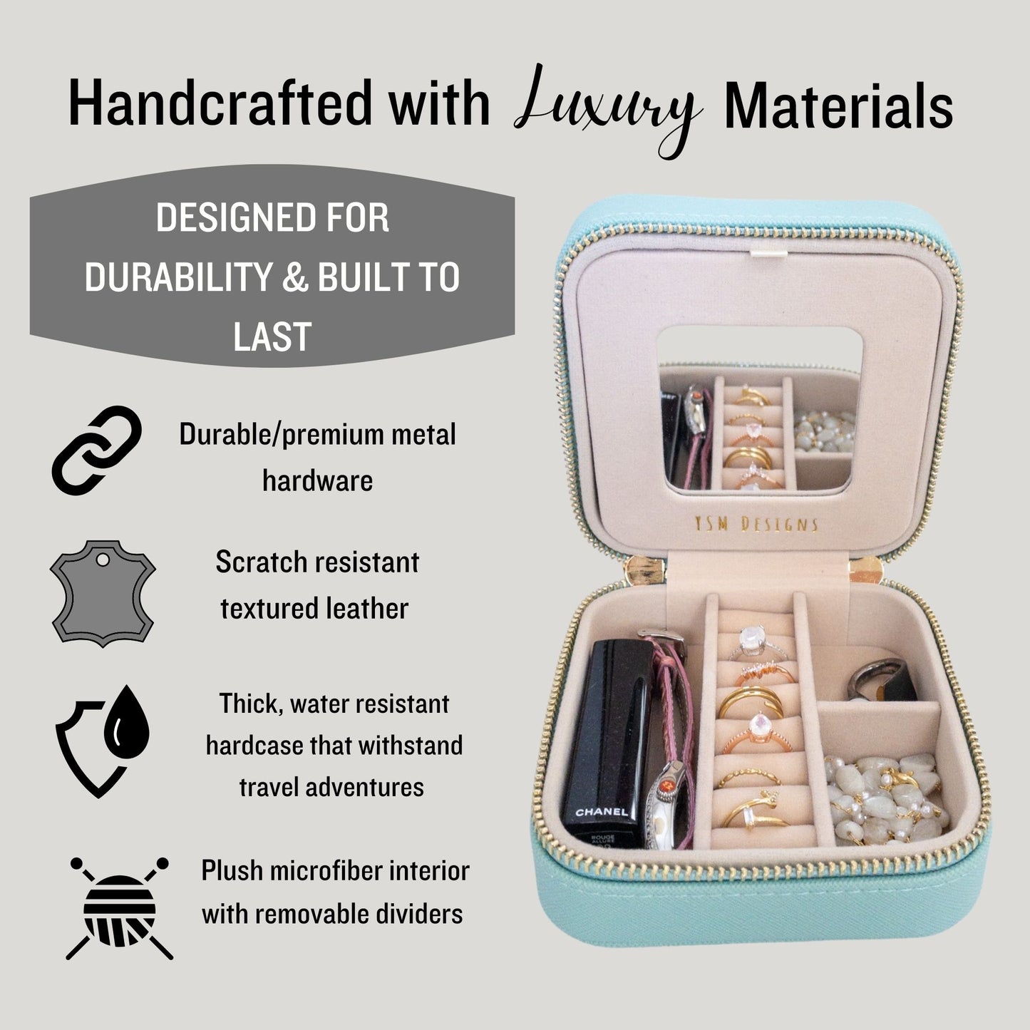 Vegan Leather Jewelry Organizer - Seafoam Green