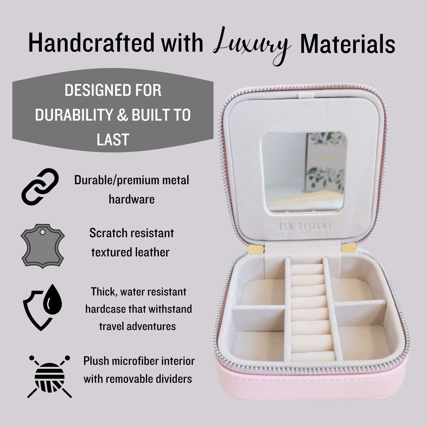 Vegan Leather Jewelry Organizer - Blush Pink