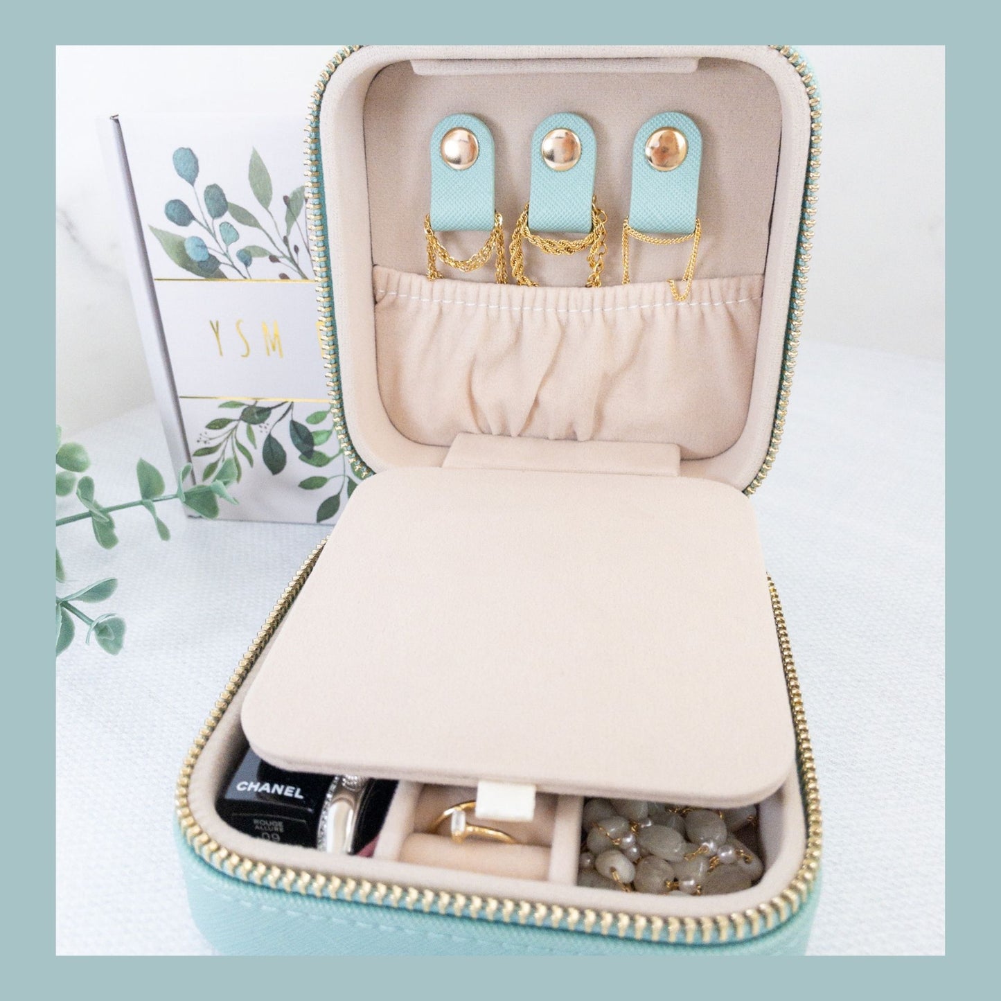 Vegan Leather Jewelry Organizer - Seafoam Green