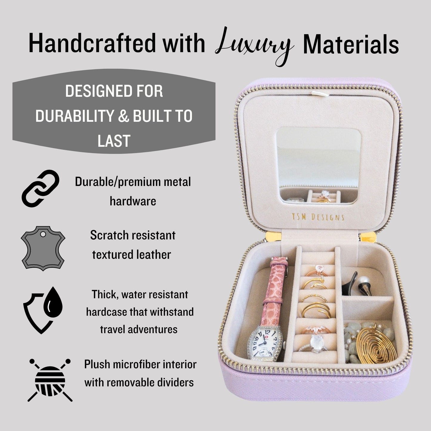 Vegan Leather Jewelry Organizer - Lilac Purple