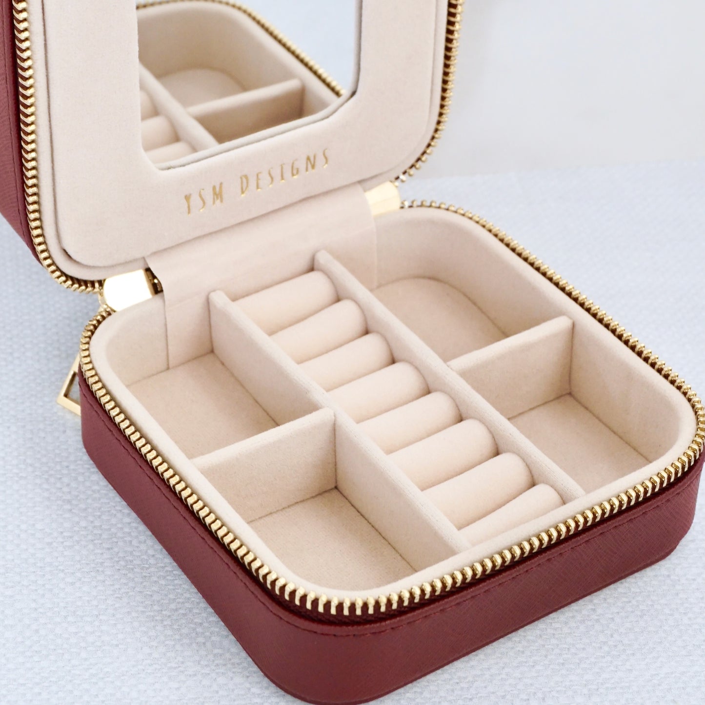 Vegan Leather Jewelry Organizer - Burgundy
