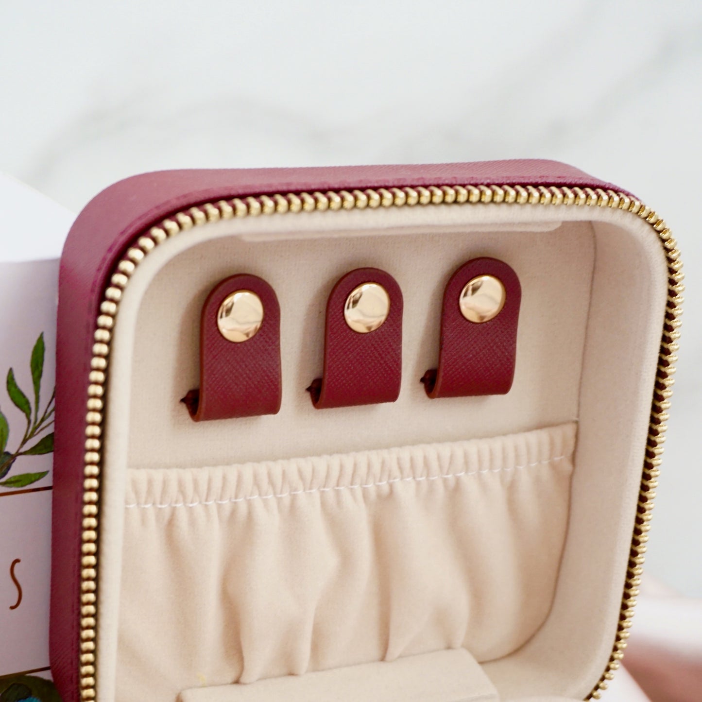 Vegan Leather Jewelry Organizer - Burgundy