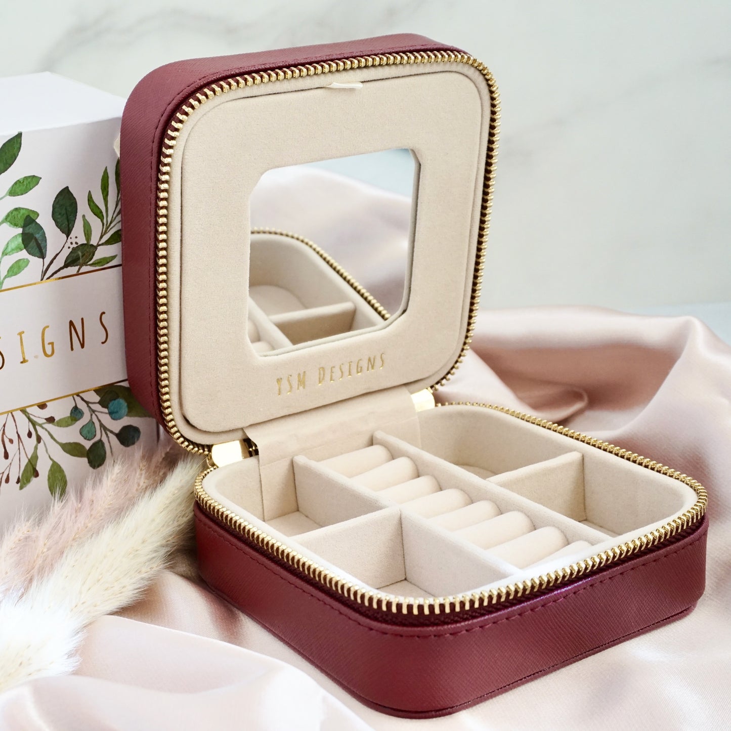 Vegan Leather Jewelry Organizer - Burgundy