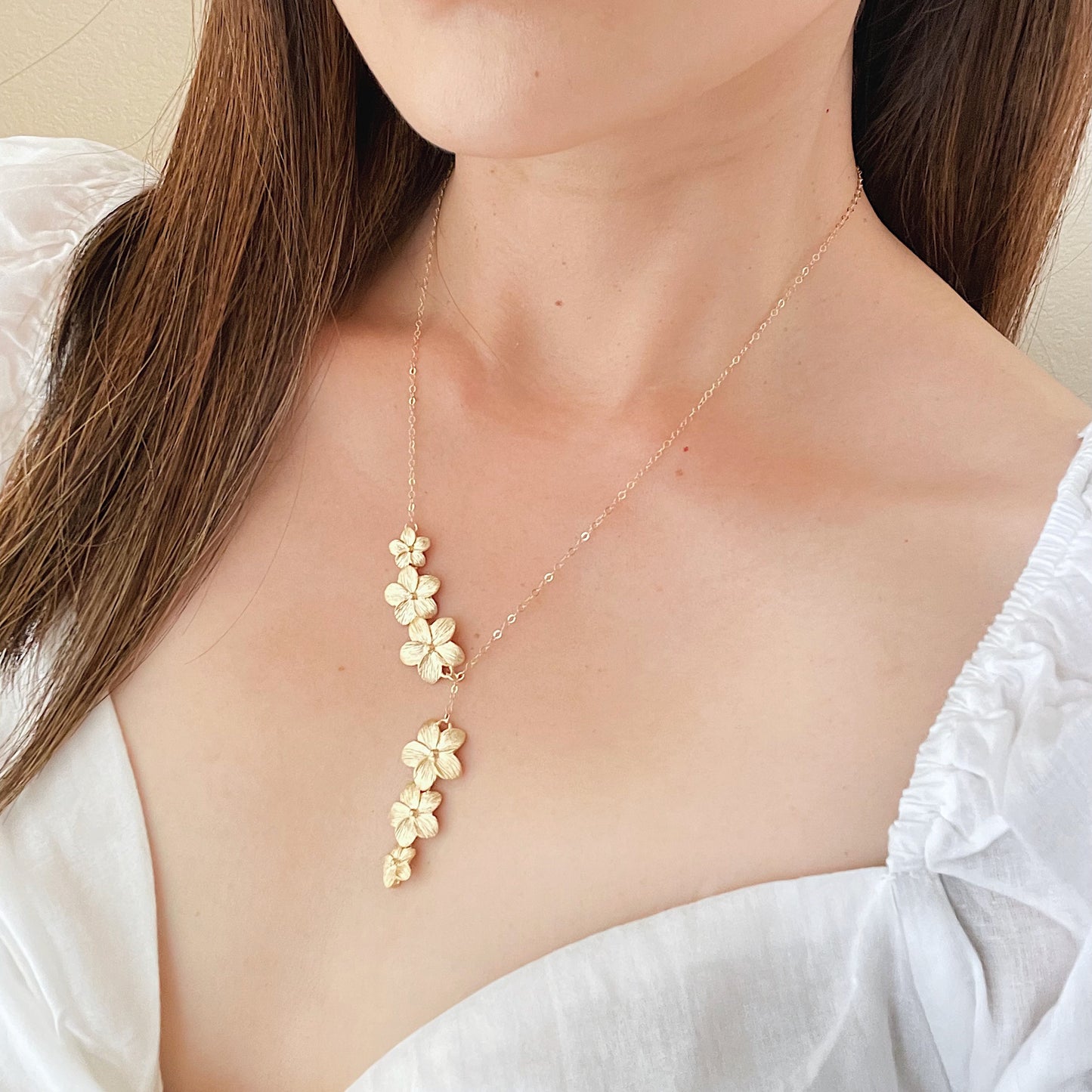 Plumeria Lariat Necklace