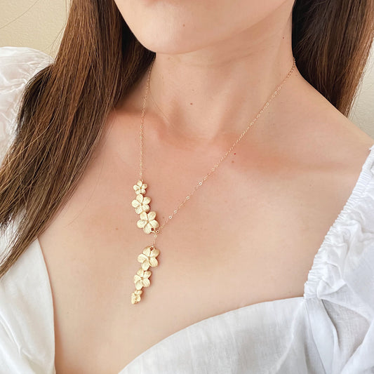 Plumeria Lariat Necklace