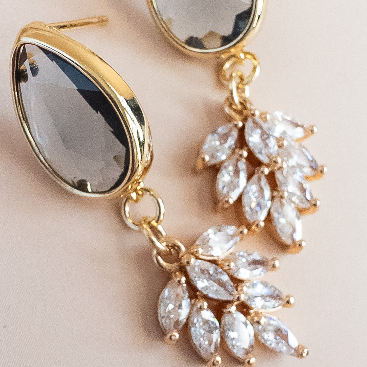 Maeve Charcoal Crystal Drop Earrings