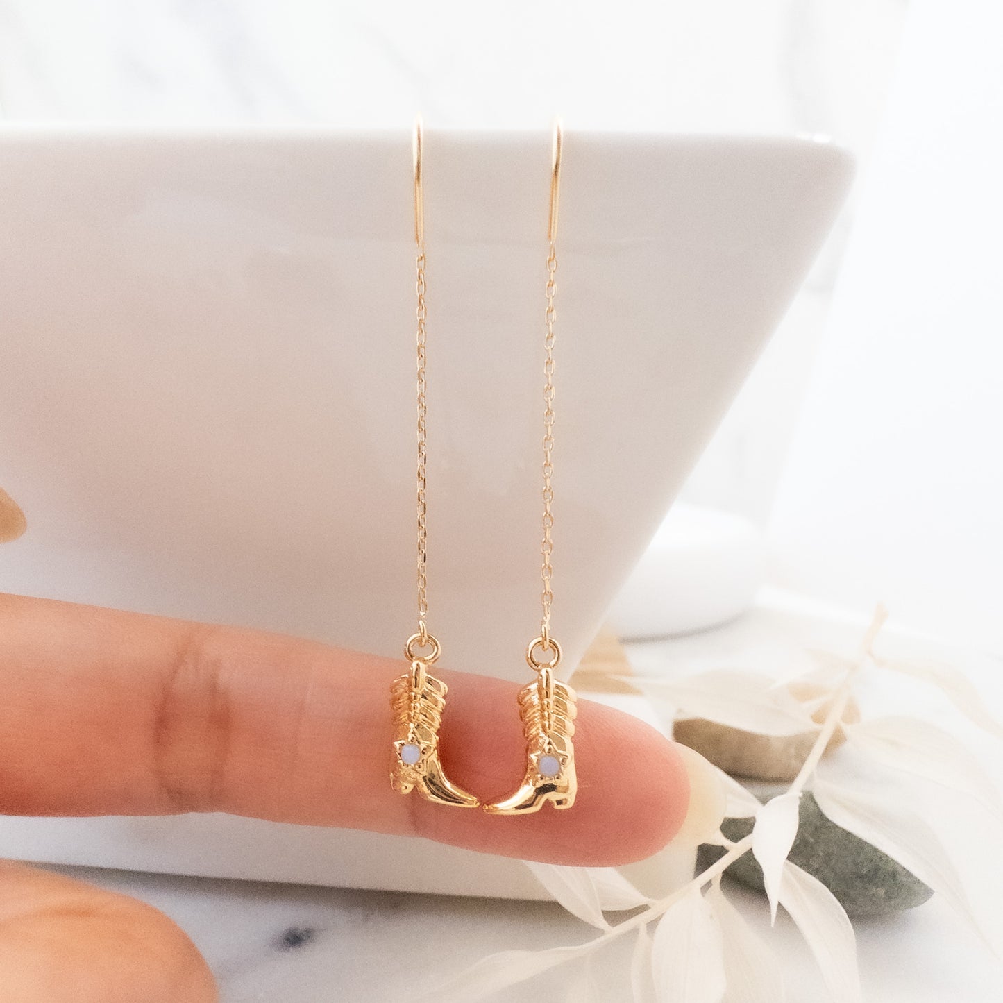 Cowboy Boots Threader Earrings