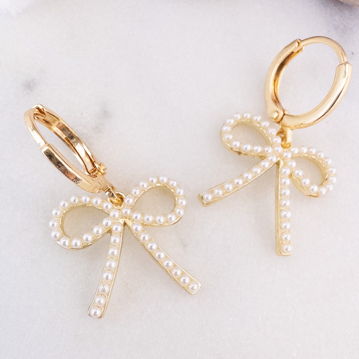 Pearl Bow Hoop Earrings