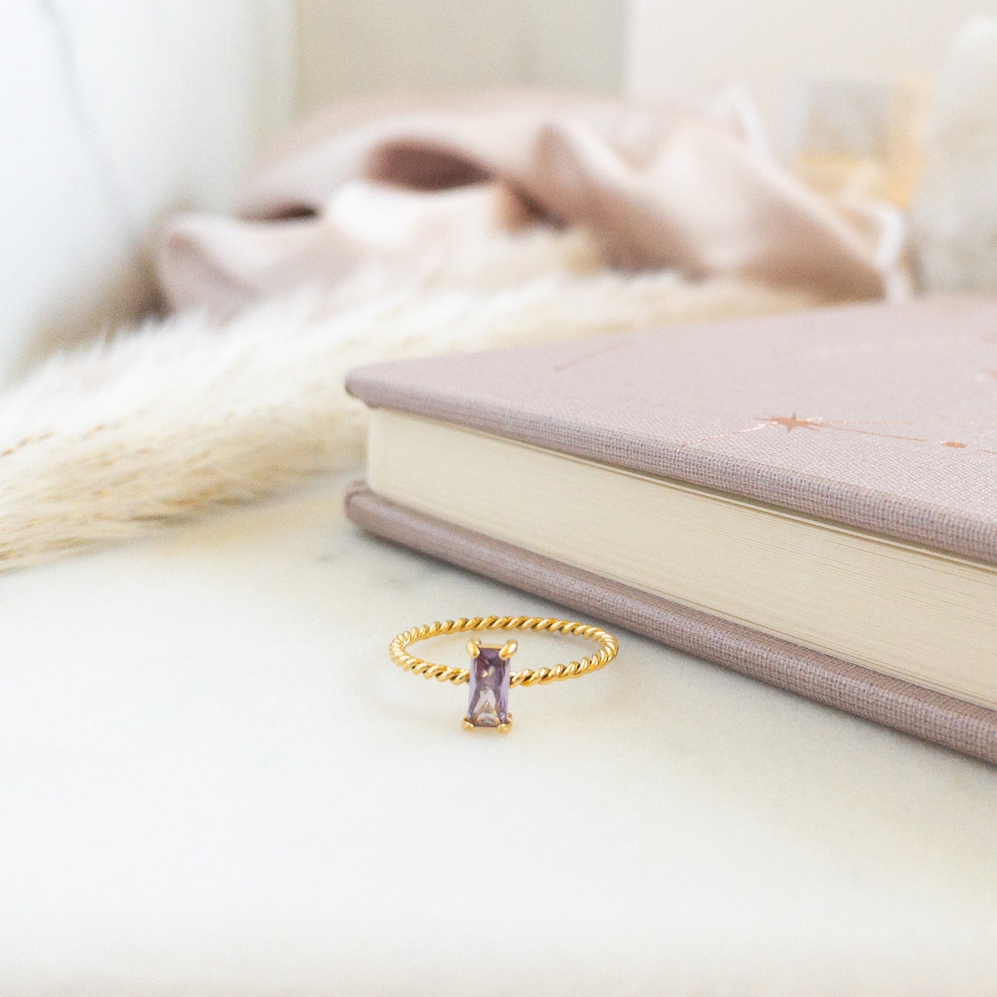 Purple Stone Twisted Ring