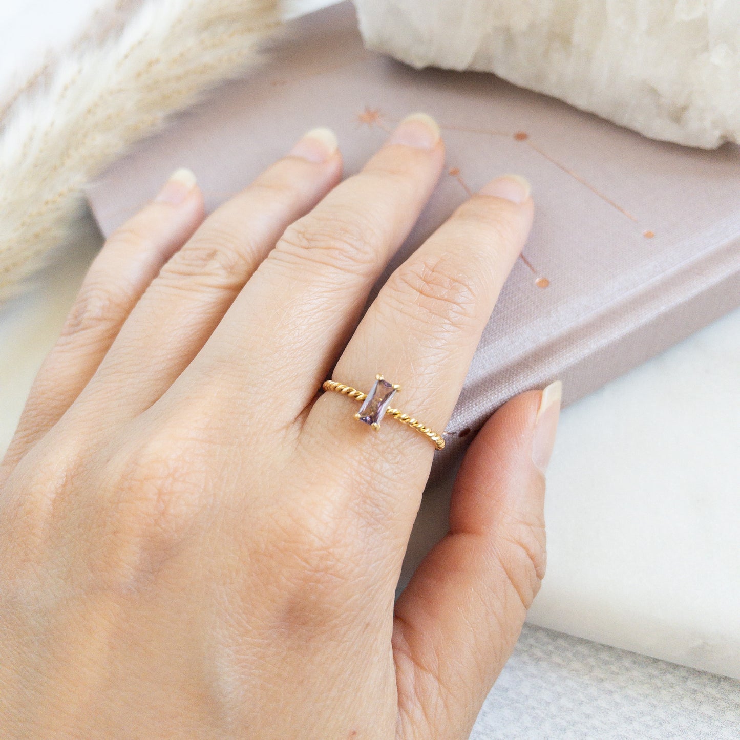 Purple Stone Twisted Ring