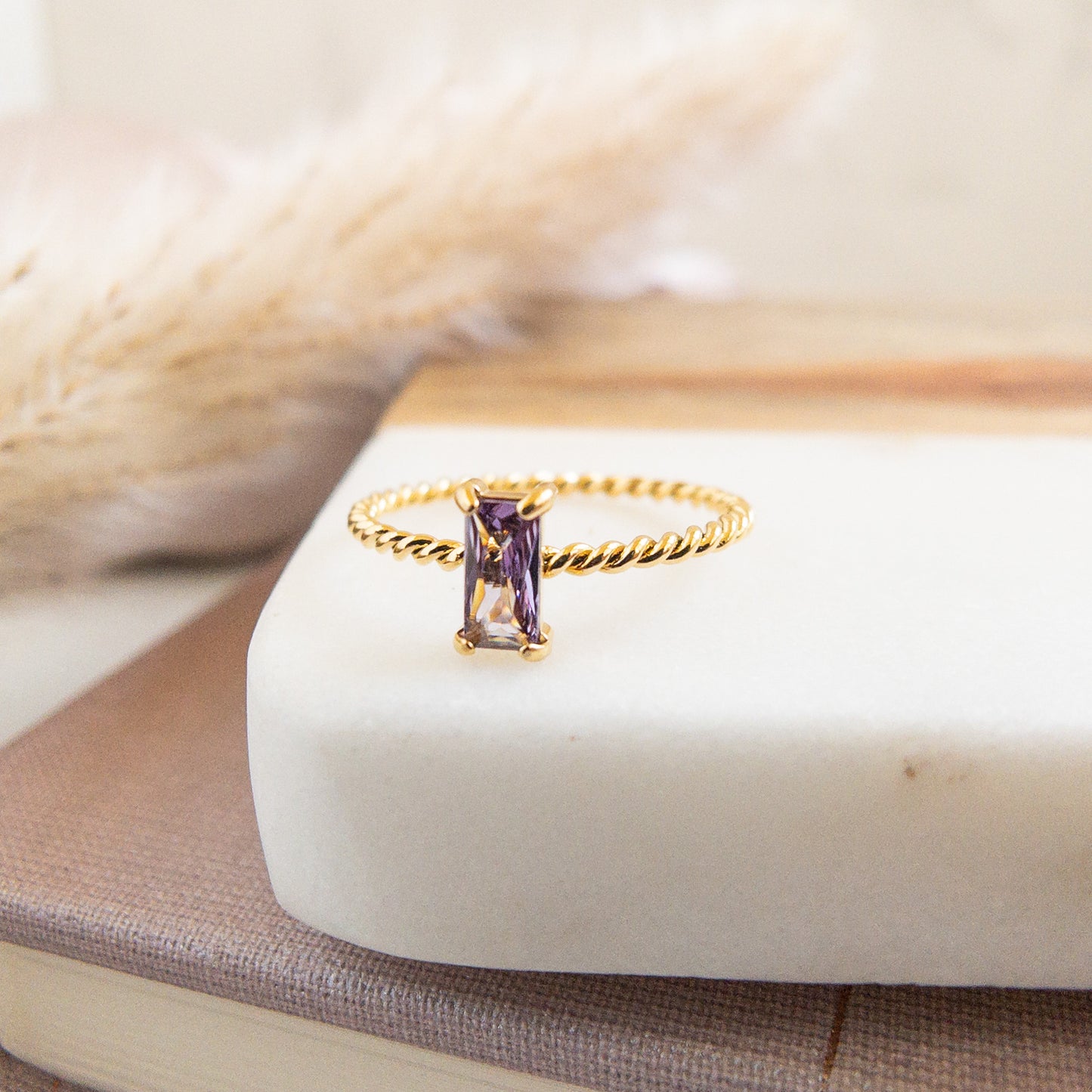 Purple Stone Twisted Ring