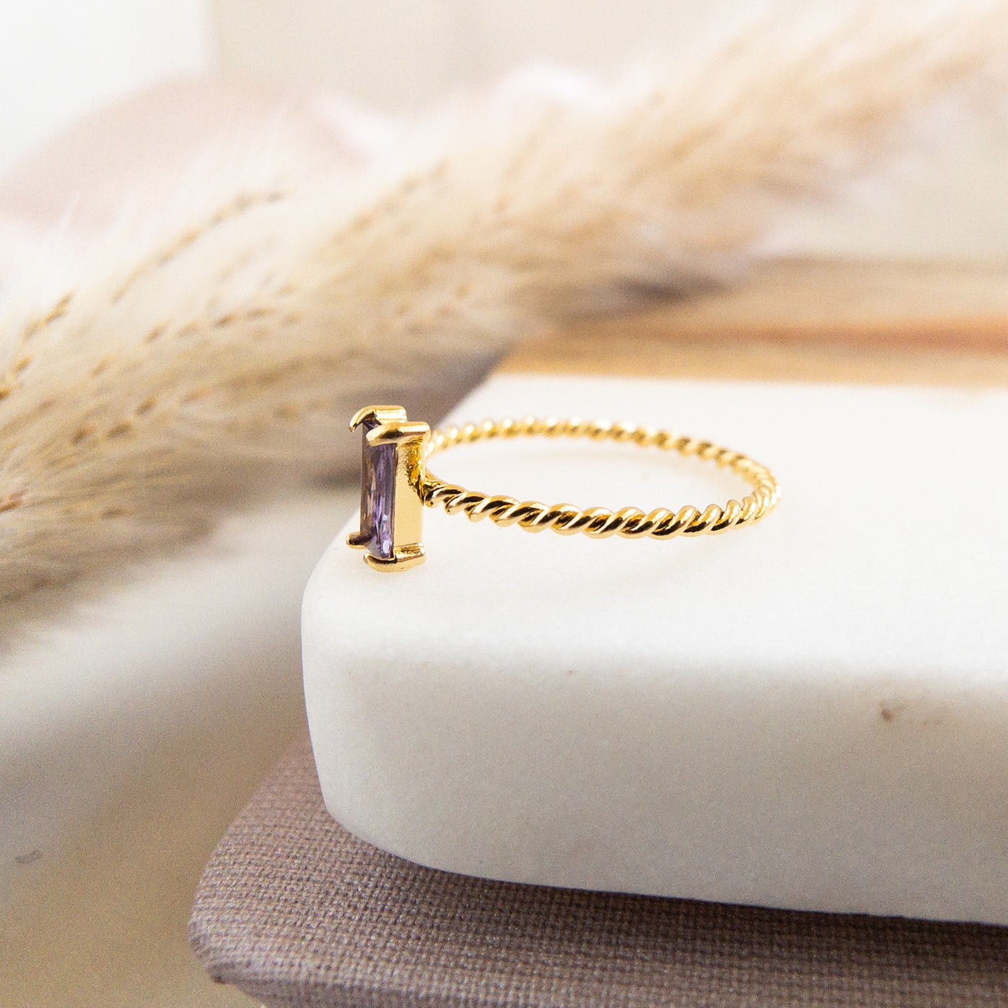 Purple Stone Twisted Ring