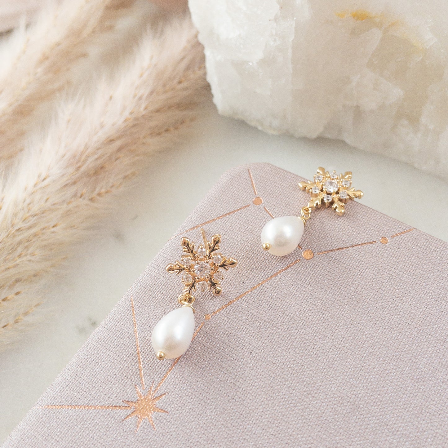Pearl Snowflake Earrings