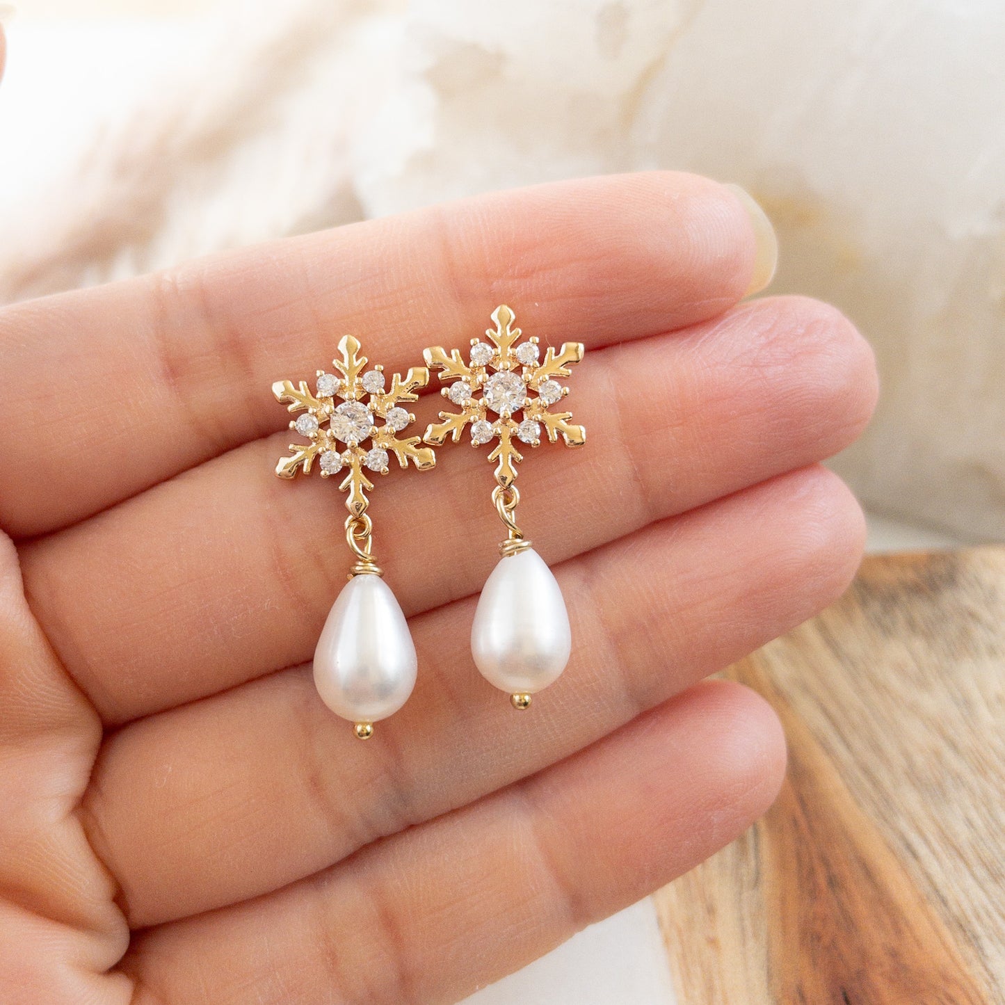 Pearl Snowflake Earrings
