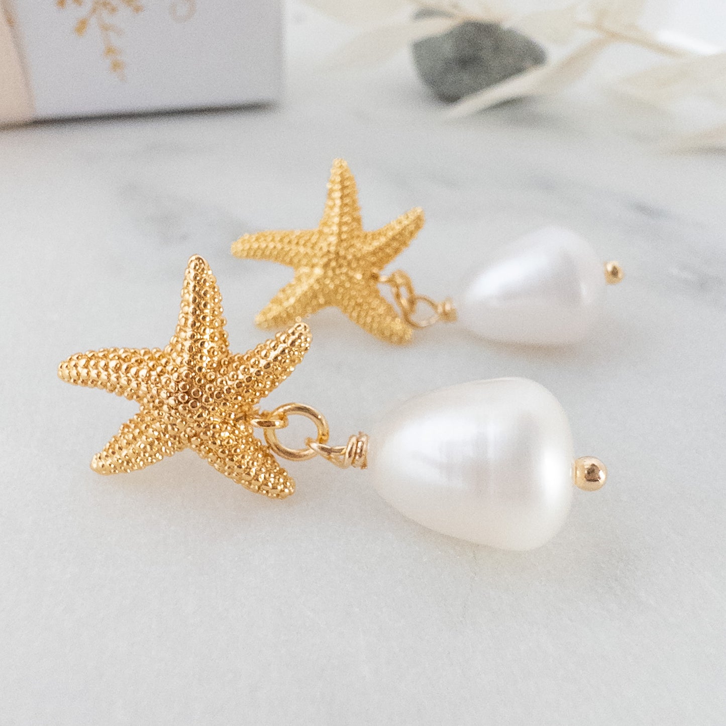 Seaside Charm Starfish & Pearl Drop Earrings