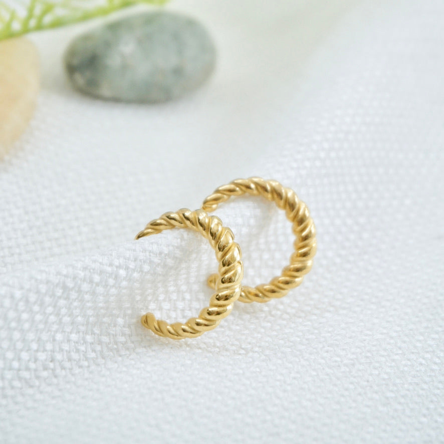 Twist Gold Hoop Earrings