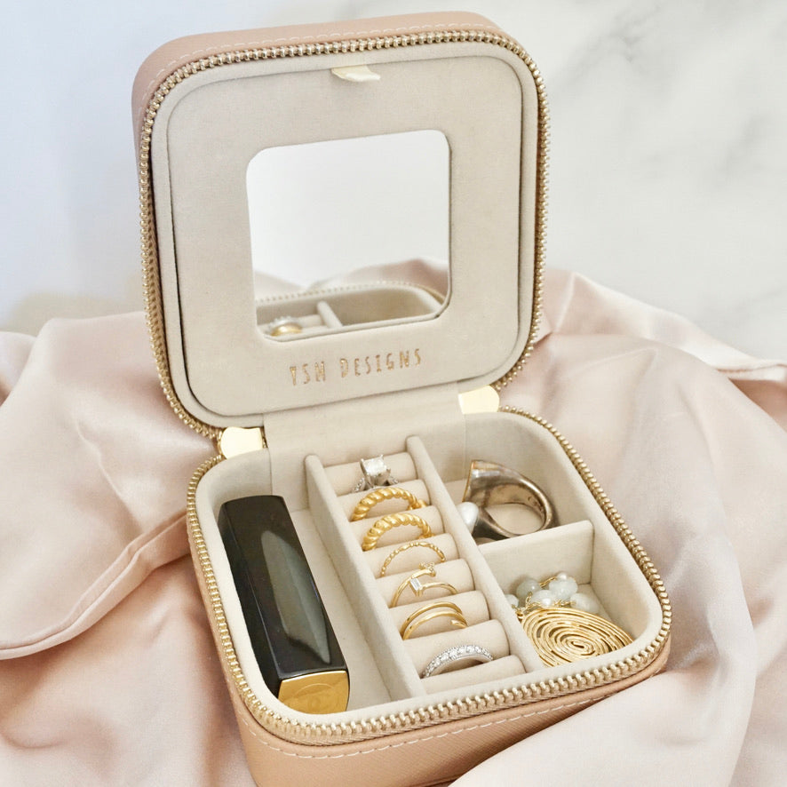 Vegan Leather Jewelry Organizer - Cream Beige