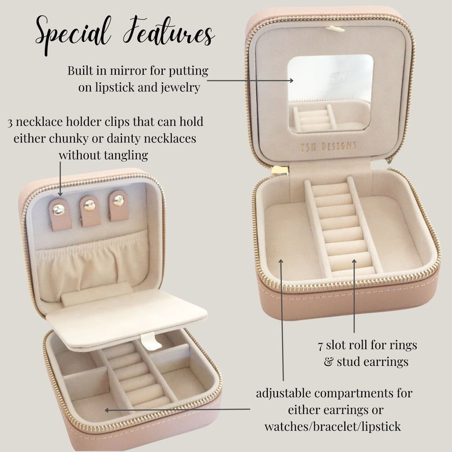 Vegan Leather Jewelry Organizer - Cream Beige