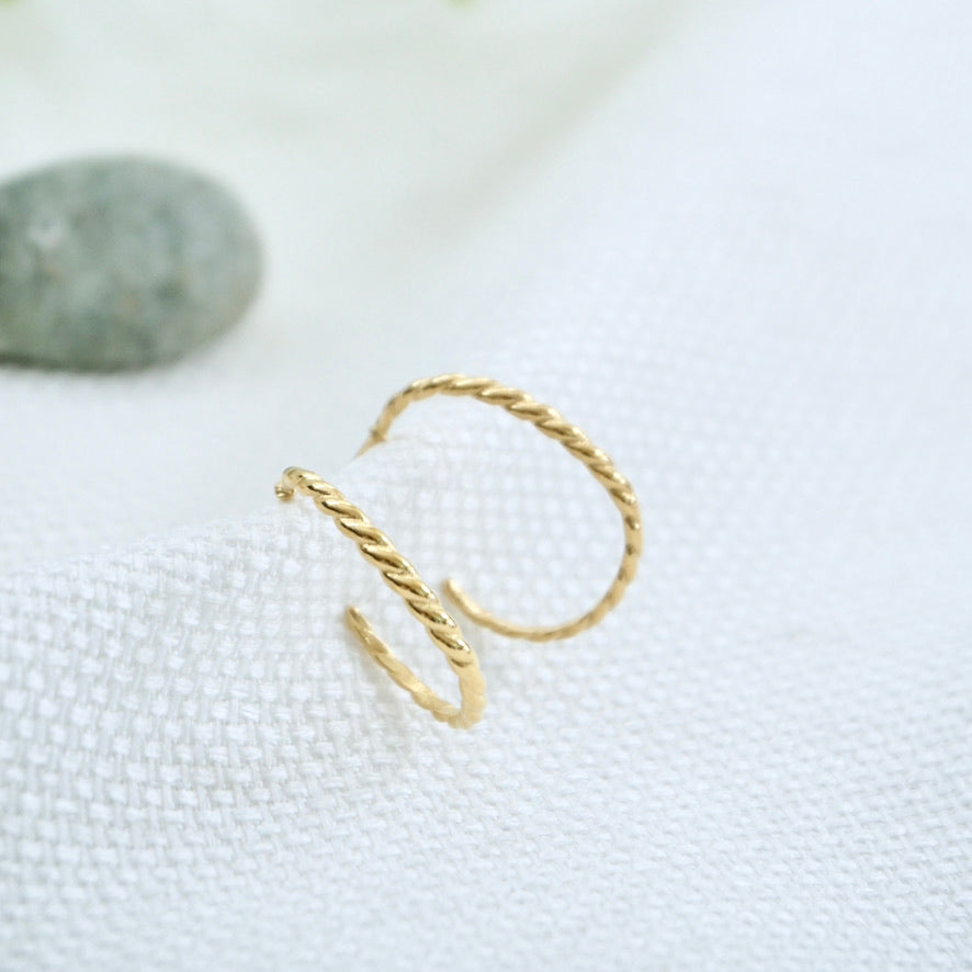 Thin Twist Gold Hoop Earrings
