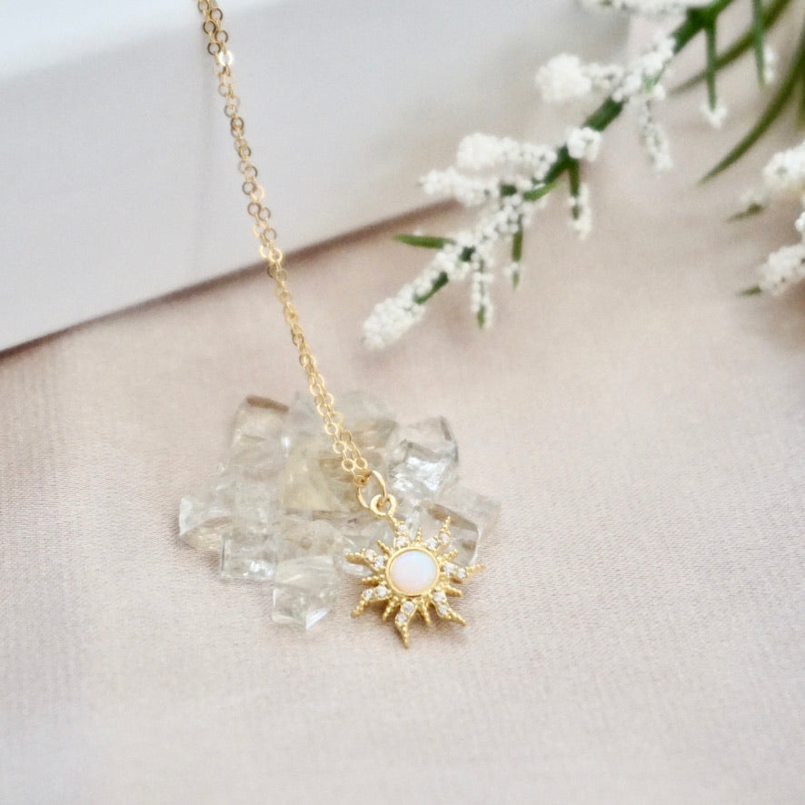 Opal Sunburst Threader Earrings