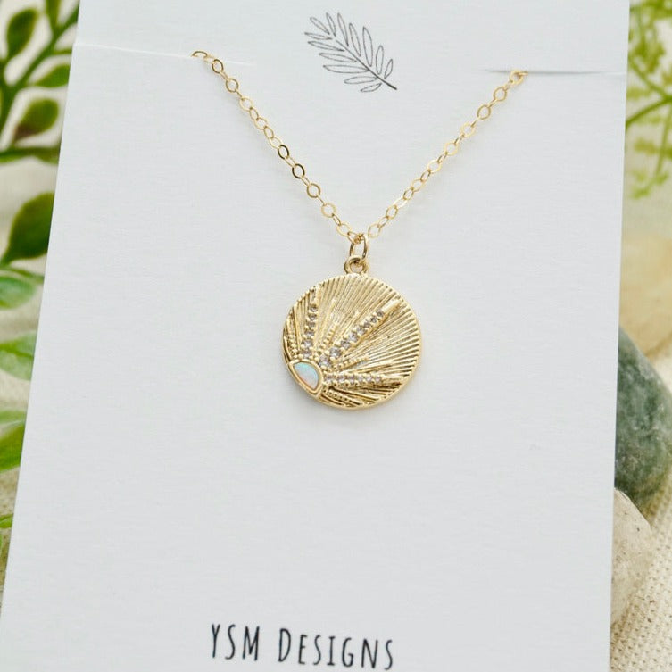 Opal Sunrise Coin Necklace