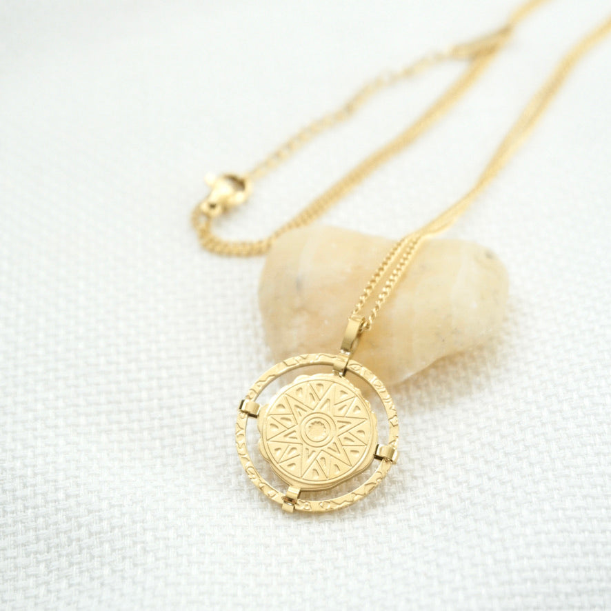 Gold Sun Coin Necklace