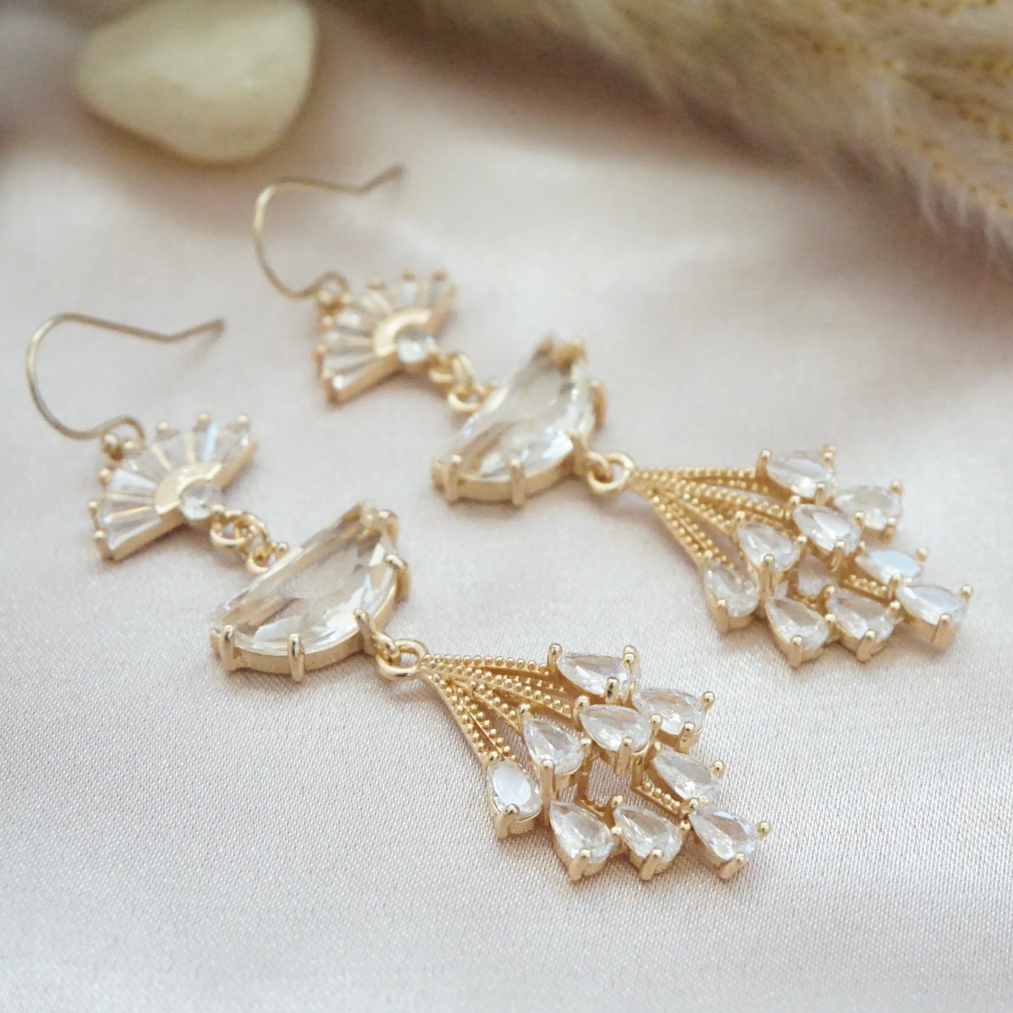 Long sparkly statement earrings