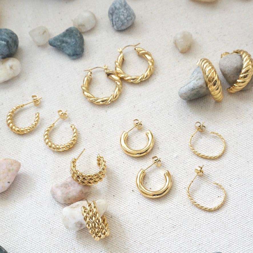 Twist Gold Hoop Earrings