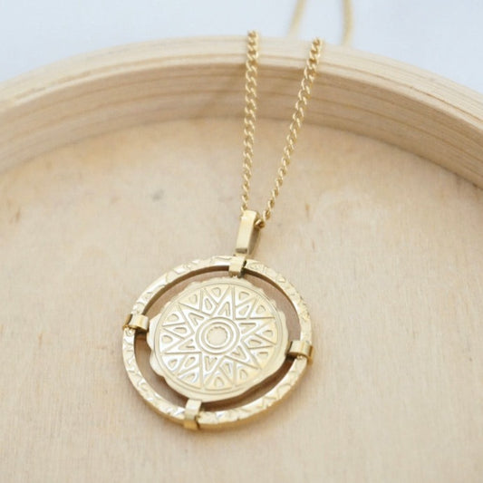Waterproof gold sun necklace