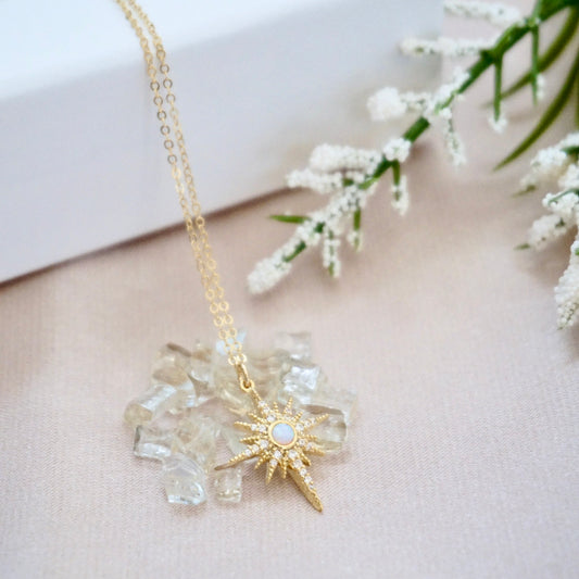 Opal north star necklace