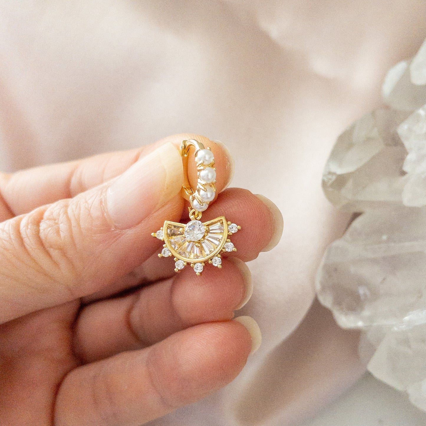 Amelia Pearl Huggie Earrings