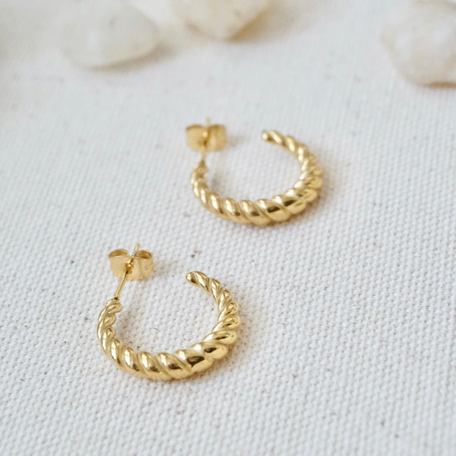Twist Gold Hoop Earrings