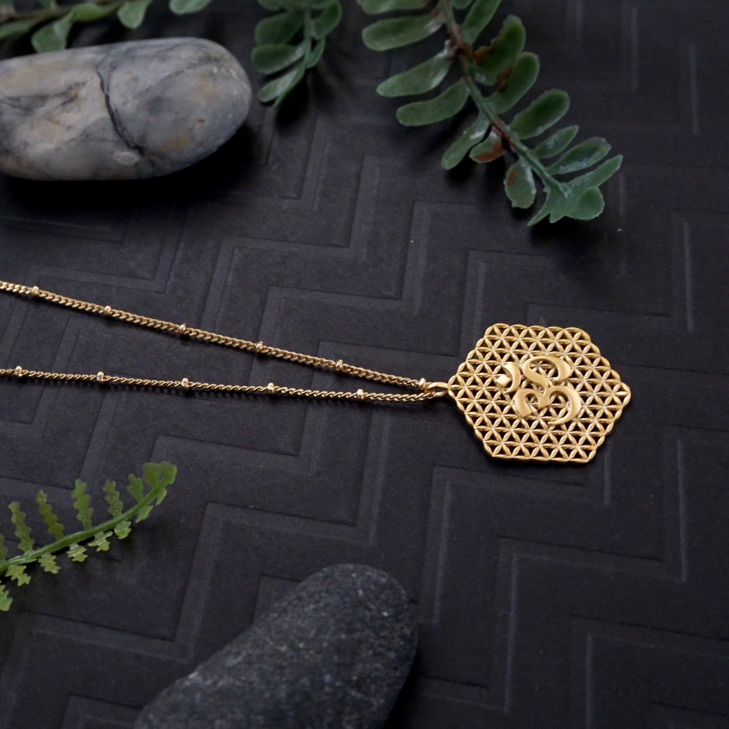 Gold Om Medallion Necklace