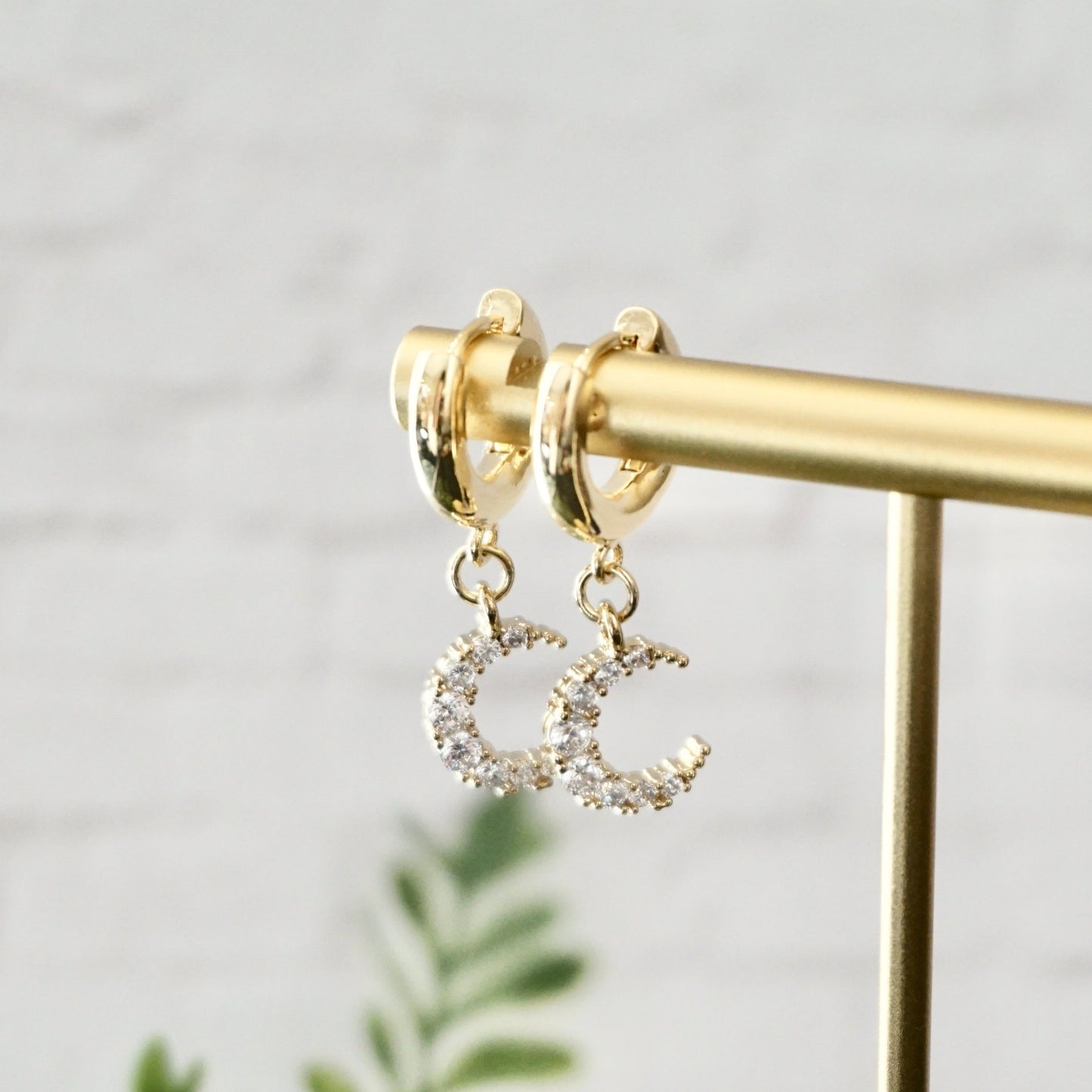 Moon Huggie Hoop Earrings