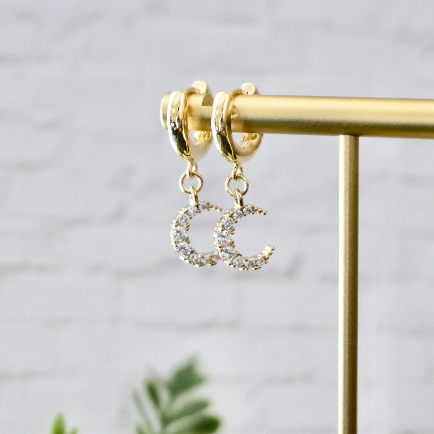 Moon Huggie Hoop Earrings