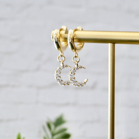 Moon Huggie Hoop Earrings