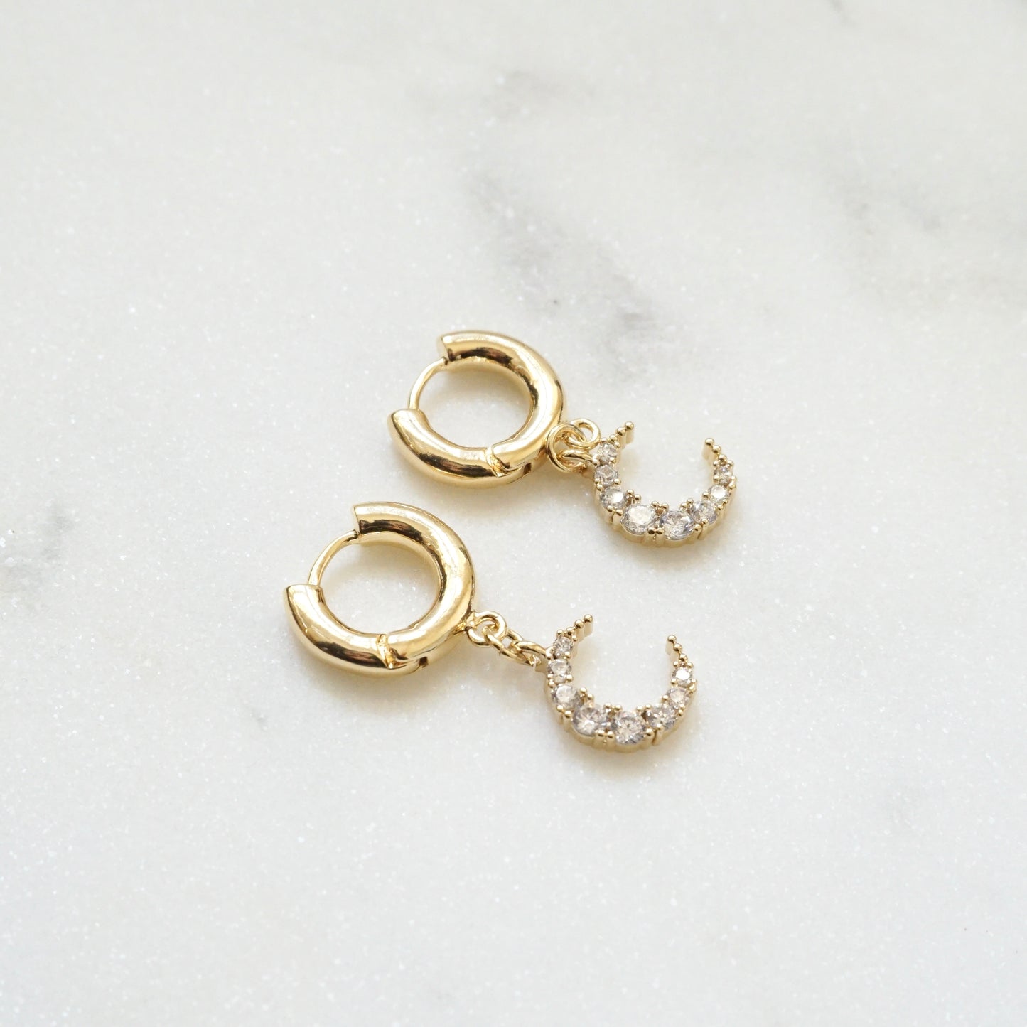 Moon Huggie Hoop Earrings