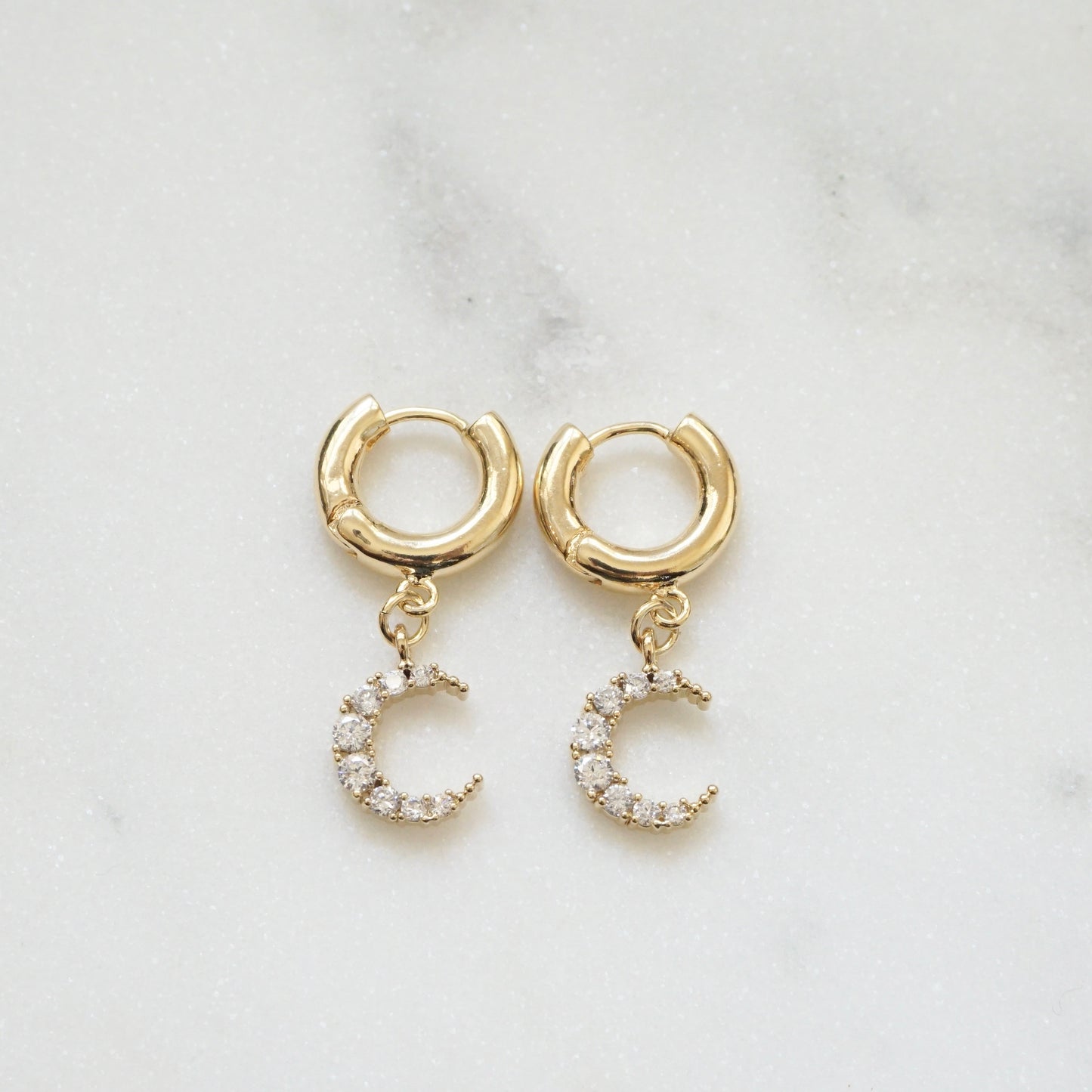 Moon Huggie Hoop Earrings