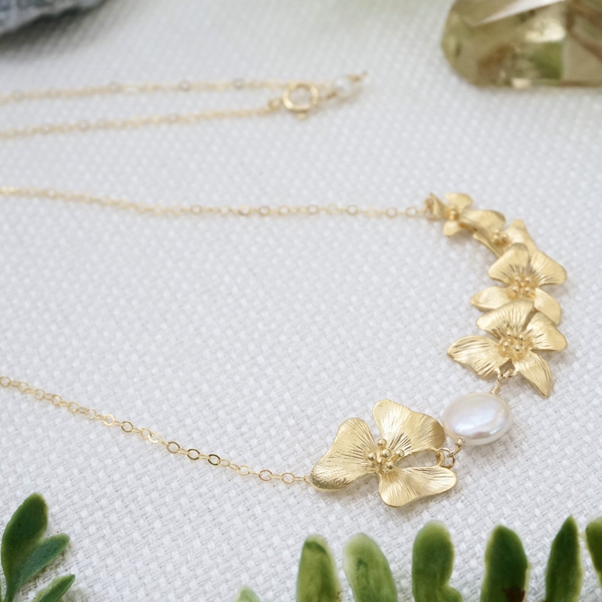 Unique gold dogwood jewelry