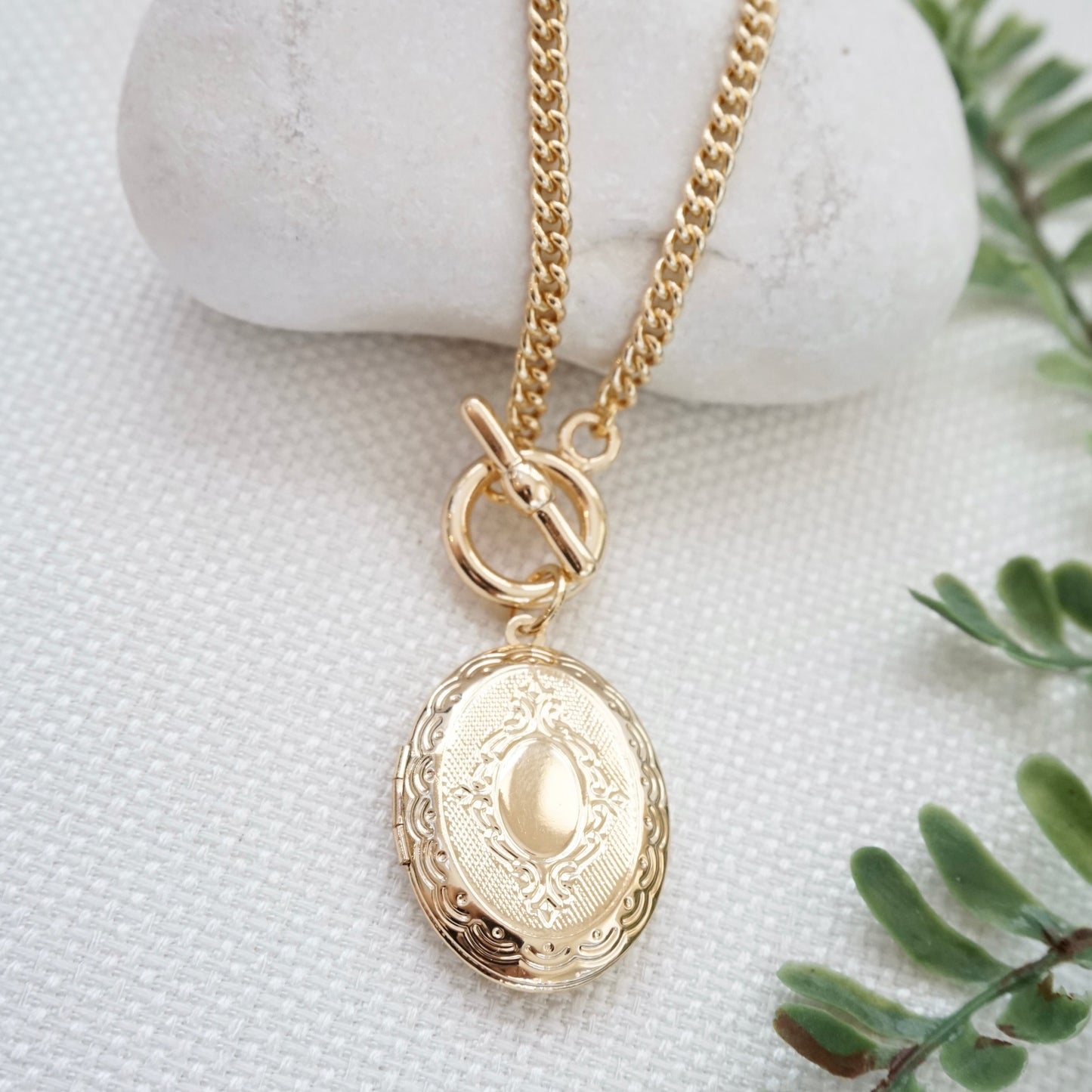 Oval Locket Toggle Necklace