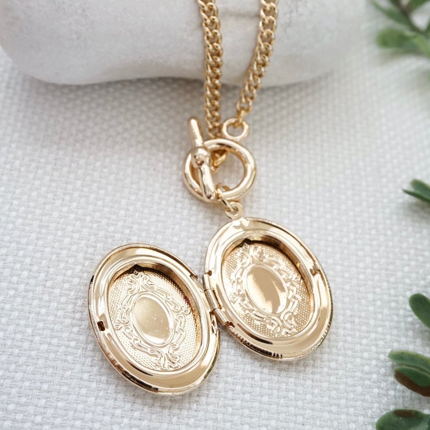Oval Locket Toggle Necklace