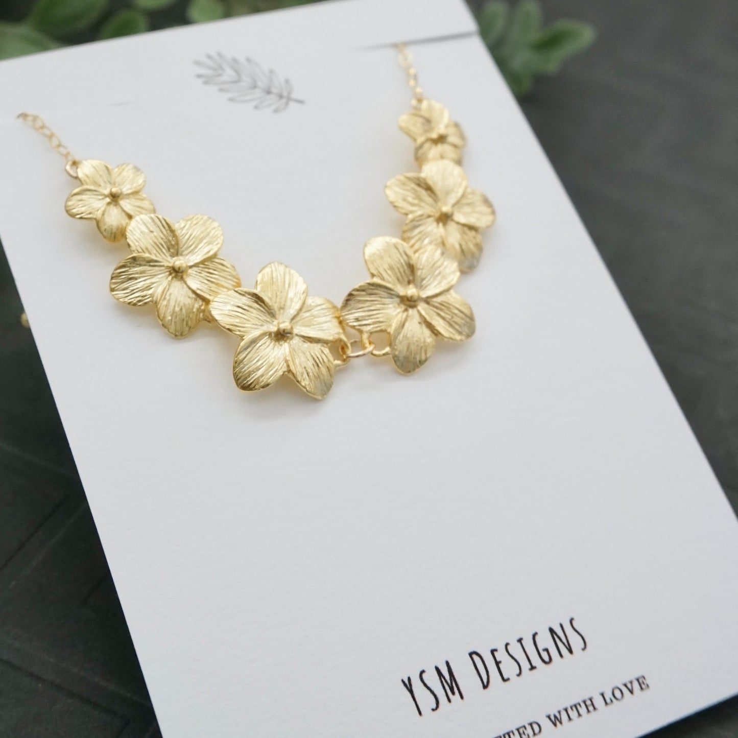 Gold Plumeria Lei Necklace