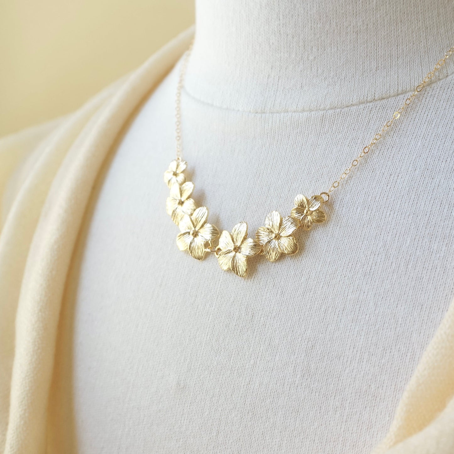 Gold Plumeria Lei Necklace