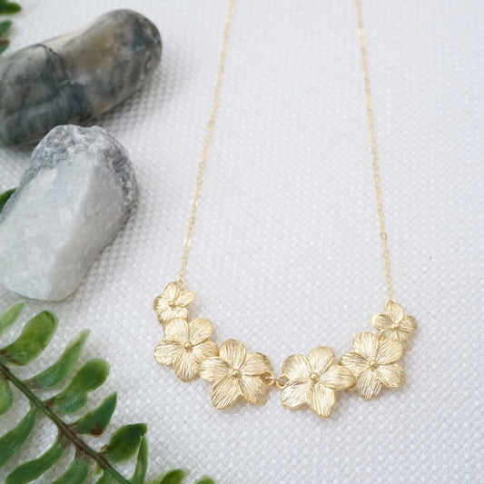 Gold Plumeria Lei Necklace