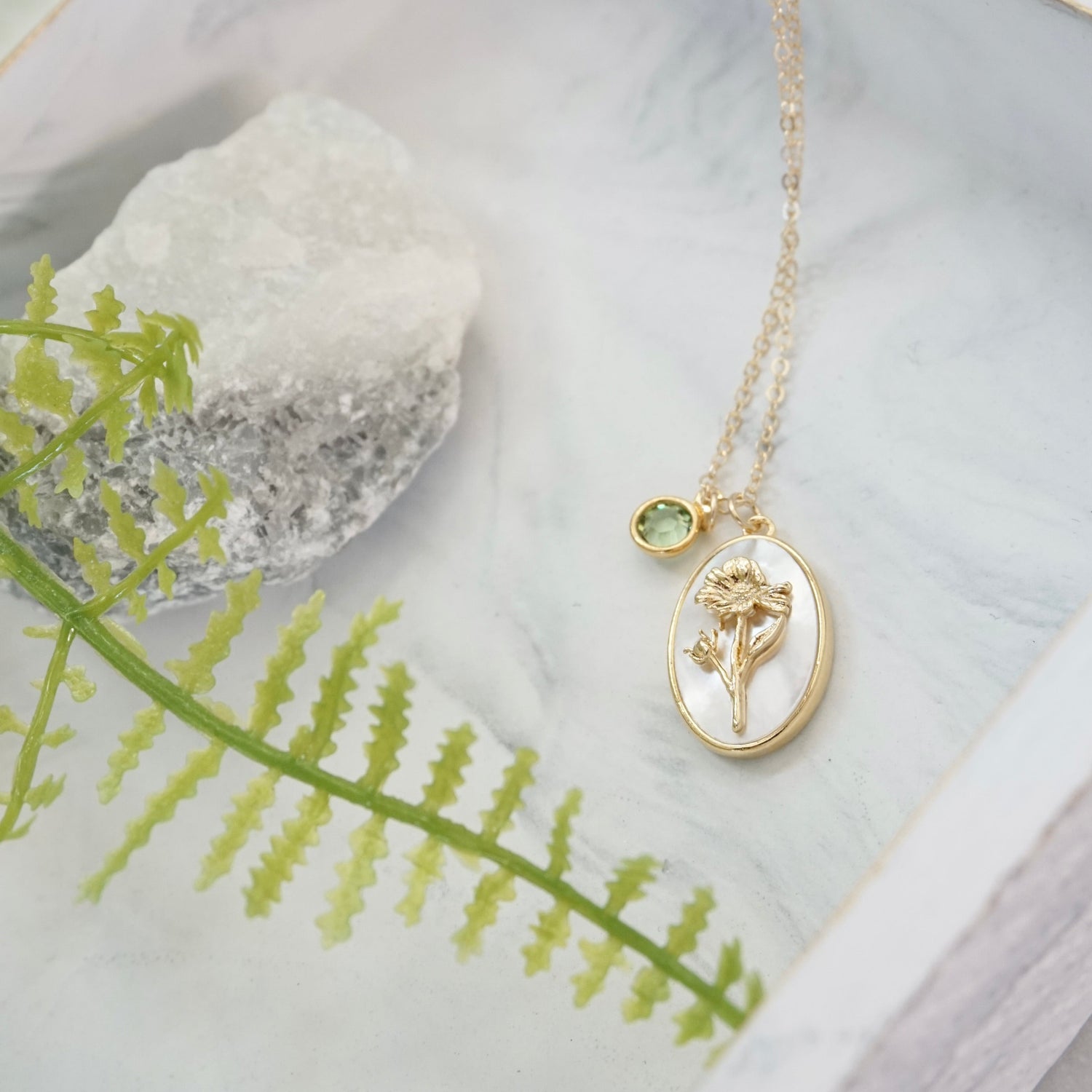 Personalized birth flower necklace