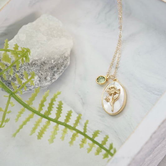 Personalized birth flower necklace